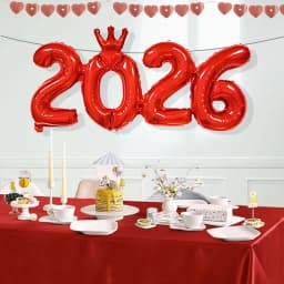 2026 Crown Number Foil Balloons, Happy New Year Eve Party Decorations, Photo Booth Props & Christmas Home Decor Supplies