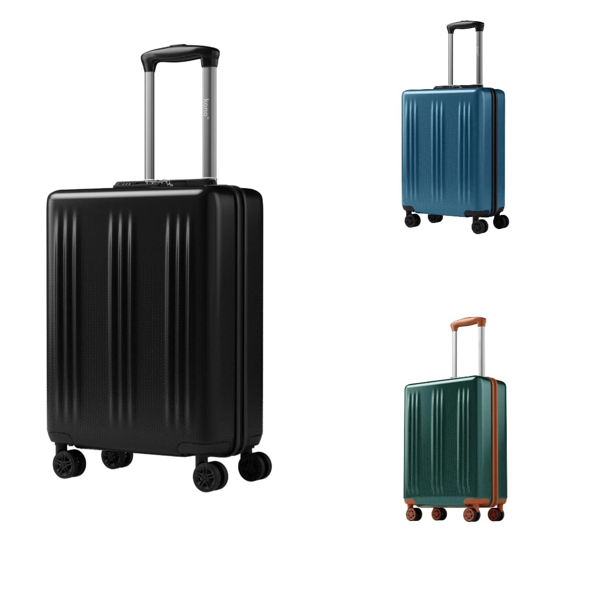 Kono Lightweight ABS+PC Hardshell Carry On Luggage, 4 Dual-Spinner Wheels & TSA Lock, Approved for Ryanair & EasyJet