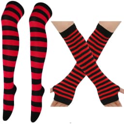 2 pairs,Women's Striped Over The Knee Thigh High Stockings, Multi-color Casual Long Socks