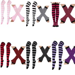 2 pairs,Women's Striped Over The Knee Thigh High Stockings, Multi-color Casual Long Socks