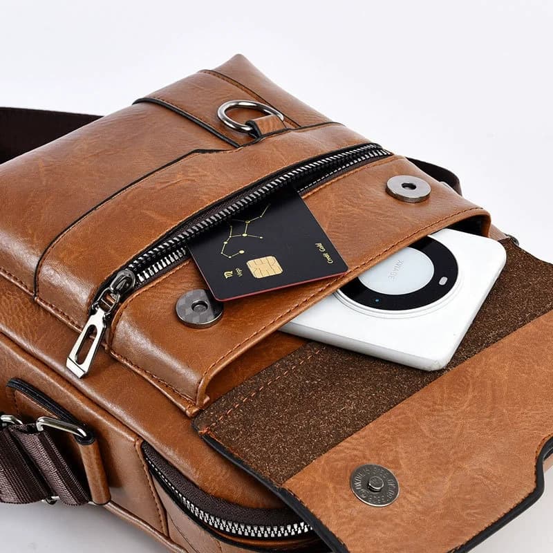 Men's Shoulder Fashionable Suitable for Daily Use Travel Versatile Adjustable Shoulder Straps Pu Material Lightweight and Simple
