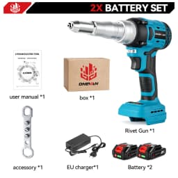 ONEVAN 20000N/25000N Brushless Electric Rivet Gun 2.4~5.0mm Cordless Rivet Nut Gun Drill Power Tool For Makita 18V Battery Pin