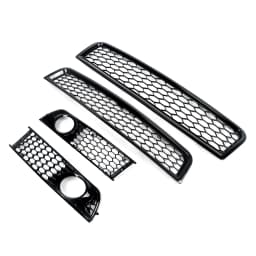 Magickit Honeycomb Grill for Audi A4 B6 Sedan 2002-2005 Front Bumper Upper & Lower Grille Fog Light Lamp Grill 4pcs Set