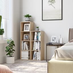 Getone White Bookcase, Cube Storage Unit, Small Bookshelf with 4 Cubes, Living Room Bookcase 30x30x106cm