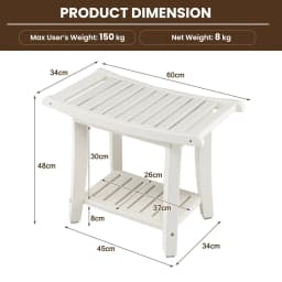 ERGOMASTER Corner Shower Bench Stool Bathroom Seat 2-Tier Storage Shelf Bathroom Foot Rest