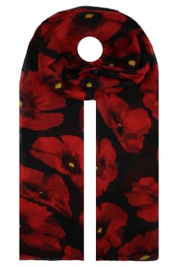 Elegant Floral Print Scarf - Red Poppy Design