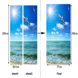 3 Wall Stickers Landscape Water Self- Door Murals , C, 77x200cm