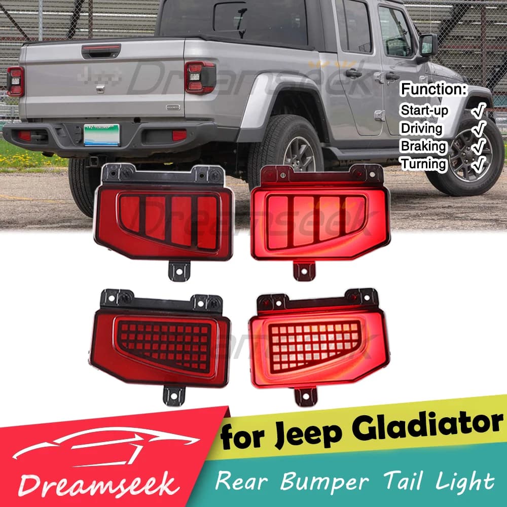 For Jeep Gladiator JT 2019 2020 2021 2022 2023 LED Rear Bumper Reflector Brake Driving Tail Light W/ Turn Signal Car Accessories