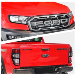 Headlight Cover+Tail Lights Cover Set for Ford Ranger Raptor 2018 2019 2022 Matte Black Rear+Front Lamp Hoods Auto Accessories