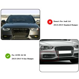 Artudatech 1Pair Bumper Fog Light Lamp Cover Grille Grill For Audi A4 S-line S4 2013-2015