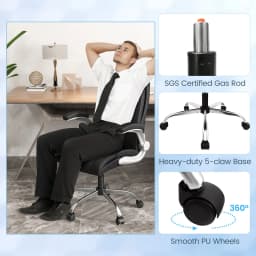 GOFLAME PU Leather Office Chair Height Adjustable Executive Chair-Black