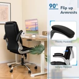 GOFLAME PU Leather Office Chair Height Adjustable Executive Chair-Black