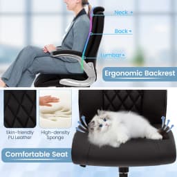 GOFLAME PU Leather Office Chair Height Adjustable Executive Chair-Black