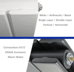 mcc direct Radiator Horizontal Vertical Designer Flat Panel Central Heating Radiator 1800X272mm Double