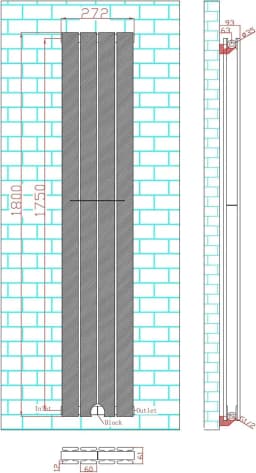 mcc direct Radiator Horizontal Vertical Designer Flat Panel Central Heating Radiator 1800X272mm Double