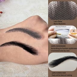 VEYDA Fake Eyebrow Women Or Man Hair Brazilian Hair Invisible Handmade 100% Human Hair Fake Eyebrows Hand Tied False Eyebrows