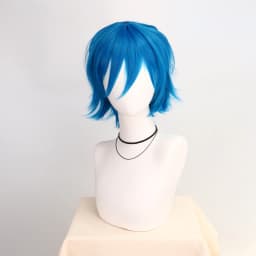 Synthetic Unisex 12 Inches Short Cosplay Hair Party White Red Pink Blonde Orange Yellow Wigs with Bangs Lolita Wig For Men Women