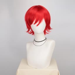 Synthetic Unisex 12 Inches Short Cosplay Hair Party White Red Pink Blonde Orange Yellow Wigs with Bangs Lolita Wig For Men Women
