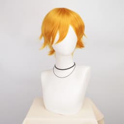 Synthetic Unisex 12 Inches Short Cosplay Hair Party White Red Pink Blonde Orange Yellow Wigs with Bangs Lolita Wig For Men Women