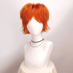 Synthetic Unisex 12 Inches Short Cosplay Hair Party White Red Pink Blonde Orange Yellow Wigs with Bangs Lolita Wig For Men Women