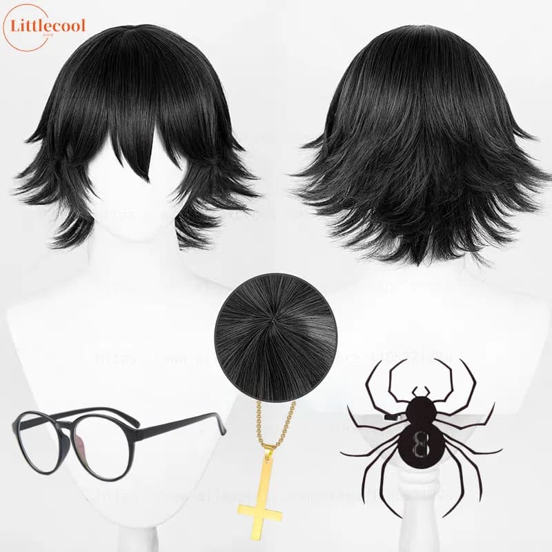 Anime Shizuku Cosplay Wig Black Short Shizuku Murasaki Wigs With Glasses Heat Resistant Synthetic Hair Halloween Wigs+ Wig Cap
