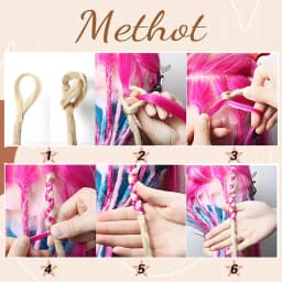 Synthetic SE Dreadlocs Braids Hair Extensions, 24 Inch 8 Strands/Lot 3 In 1 Mixed Hippie Style Single End Dreadslocks for Women