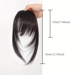 Women's Straight Synthetic Hair Extensions with Layered Bangs Side-Swept Bangs Natural-Looking Hairpiece for Versatile Styling