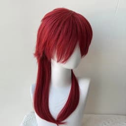 AOSI Wine Red Mullet Head Wigs with Bangs Long Synthetic Straight Men Women Anime Halloween Cosplay Hair Wig for Daily Party