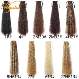 WIGSIN 32Inch Synthetic Long Kinky Curly Ponytail Drawstring Clip In Ponytail Black Blonde Hair Extension for Women