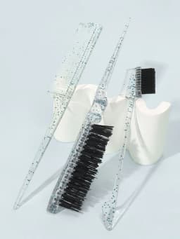 3-piece transparent comb set with double-sided edge control brush tear brush and pointed tail comb Special for real hair wigs