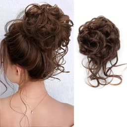 Synthetic Elegant Messy Curly Elastic Rubber Band Hair Bun Fluffy Easy to Style Suitable for Daily Use