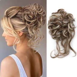 Synthetic Elegant Messy Curly Elastic Rubber Band Hair Bun Fluffy Easy to Style Suitable for Daily Use