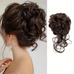 Synthetic Elegant Messy Curly Elastic Rubber Band Hair Bun Fluffy Easy to Style Suitable for Daily Use