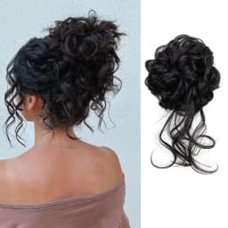 Synthetic Elegant Messy Curly Elastic Rubber Band Hair Bun Fluffy Easy to Style Suitable for Daily Use