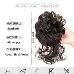 Synthetic Elegant Messy Curly Elastic Rubber Band Hair Bun Fluffy Easy to Style Suitable for Daily Use