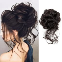 Synthetic Elegant Messy Curly Elastic Rubber Band Hair Bun Fluffy Easy to Style Suitable for Daily Use