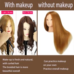 Colourful Doll Head with 60% Mixed 60cm Human Hair for Hairdressers Mannequin Head Hairstyles Hairdressing Styling Training Head