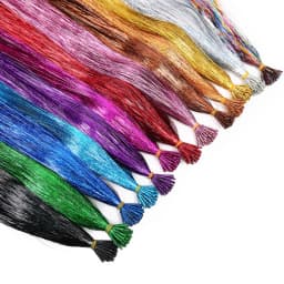 50pcs Synthetic I Tip Tinsel Hair Extensions Glitter Tinsel Hair Fairy Hairpieces Party Dazzle Hair Accessories For Women Girls