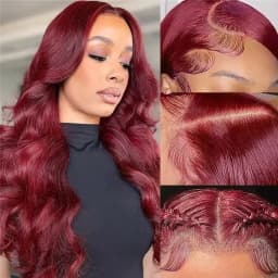 250 Density 99J Burgundy 13x4 Lace Frontal Human Hair Wigs Brazilian Colored 30 Inch Body Wave Lace Front Wigs Human Hair