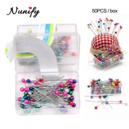 Pearl Head Pins For Wig Marking 50Pcs/Box Round Pearl Head Needles Straight Pins In Pearlized Ball Head Pins DIY Sewing Pin 36mm