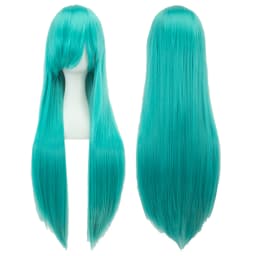 Soowee 80cm Long Synthetic Hair White Purple Cosplay Wigs Party Black Hair Straight Wig Hairpiece for Women