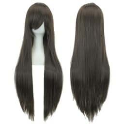 Soowee 80cm Long Synthetic Hair White Purple Cosplay Wigs Party Black Hair Straight Wig Hairpiece for Women