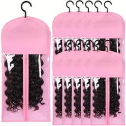 10PCS/3PCS/6PCS/1PCS Hair Extension Storage Bag with Hanger Transparent Wig Organizer Dustproof Holder for Hair Pieces