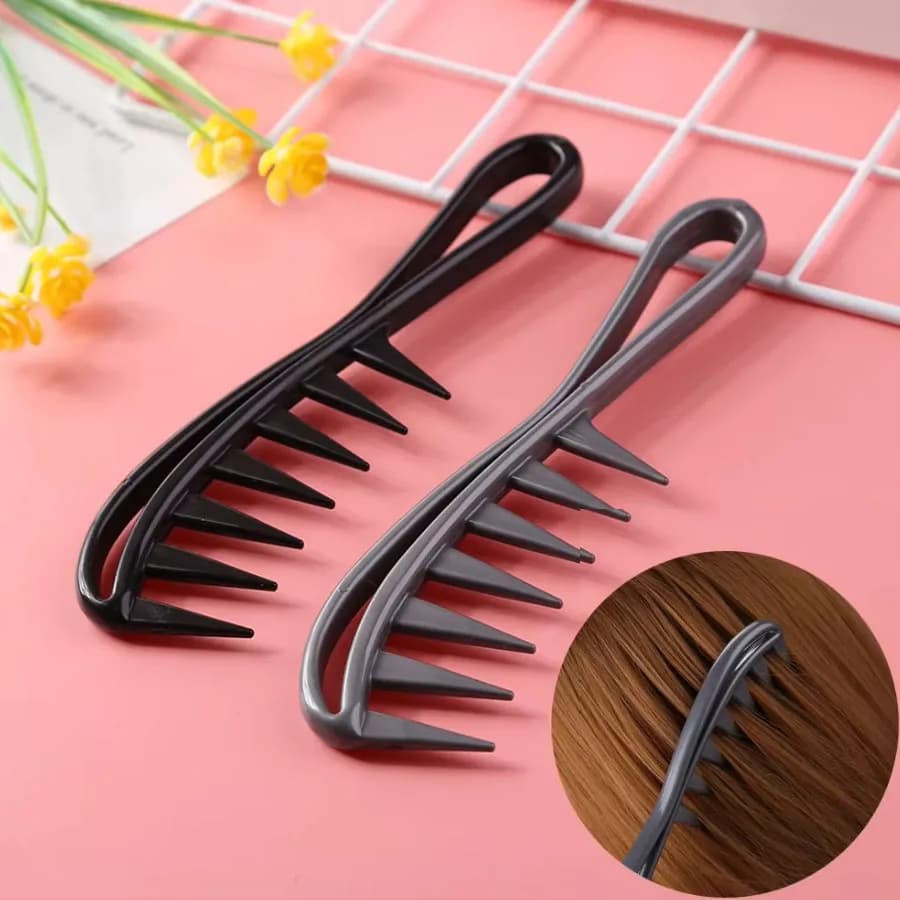 1 Wide Toothed Shark Comb Exfoliating Curly Hair Salon Hair Comb Styling Tool, Special for Real Hair Wigs