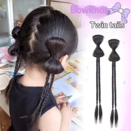 2 Pcs Bow Claw Clip Braided Ponytail Synthetic Hair Heat Resistant Fashion Hair Accessories for Women Daily Styling