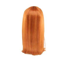 Women's Long Orange Wig Synthetic Hair High Temperature Fiber Straight Korean Cosplay Costume Wig 18 Inch Ladies Hairpiece