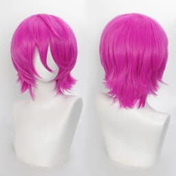 35cm Short Black Spiky Cosplay Wig Pre-Teased Crown Heat Resistant Synthetic Wig Layered Flipped-out Universal Anime Wig