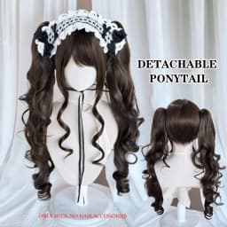 Long Wave Cosplay Wig with Double Ponytail For Women Daily Party Lolita Synthetic Wigs Gold/Chocolate Heat Resistant Hair