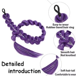 32" Extra-Long Synthetic Purple Braided Wig | Shimmering Metallic | Kids Christmas Costume Hairpiece Halloween wig Cosplay