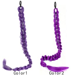 32" Extra-Long Synthetic Purple Braided Wig | Shimmering Metallic | Kids Christmas Costume Hairpiece Halloween wig Cosplay
